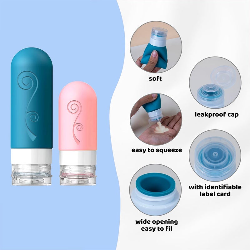 vodvob 16 Pack Travel Bottles Set for Toiletries, TSA Approved Travel Containers Leak Proof Silicone Squeezable Travel Accessories 2oz 3oz for Shampoo Conditioner Lotion Body Wash (BPA Free) (Green) - Image 5